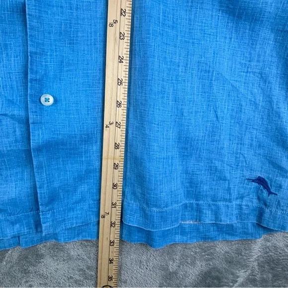 Tommy Bahama Sea Glass Camp Shirt 100% Linen Mens XXL Blue Short Sleeve - Picture 12 of 12